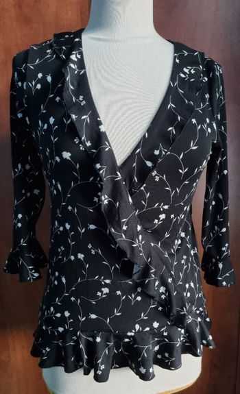 Blouse noir à motifs fleuris taille S
