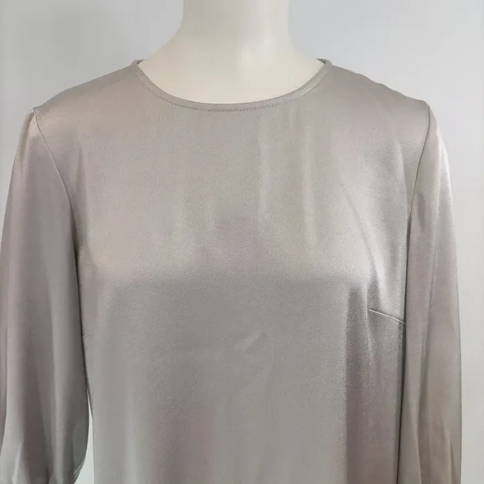 Robe Paule Ka gris perlé - manches longues - cérémonie gris clair satiné taille 42 - A272 - photo numéro 2