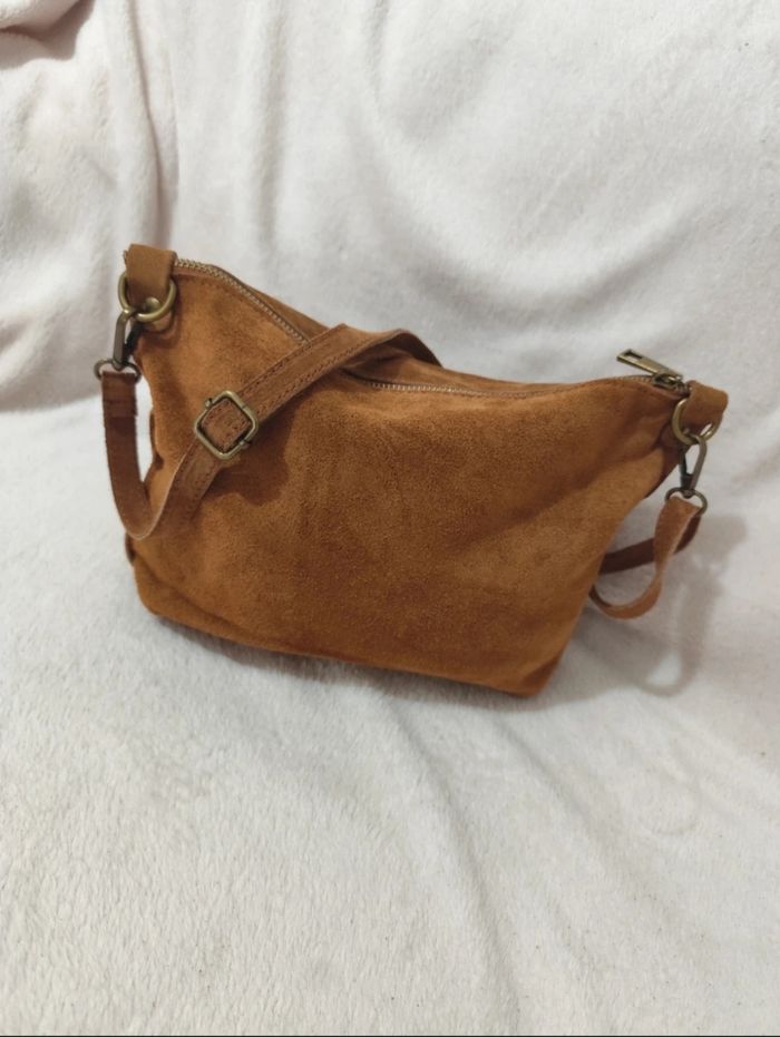 Sac à main bandoulière en croûte de cuir véritable - photo numéro 3