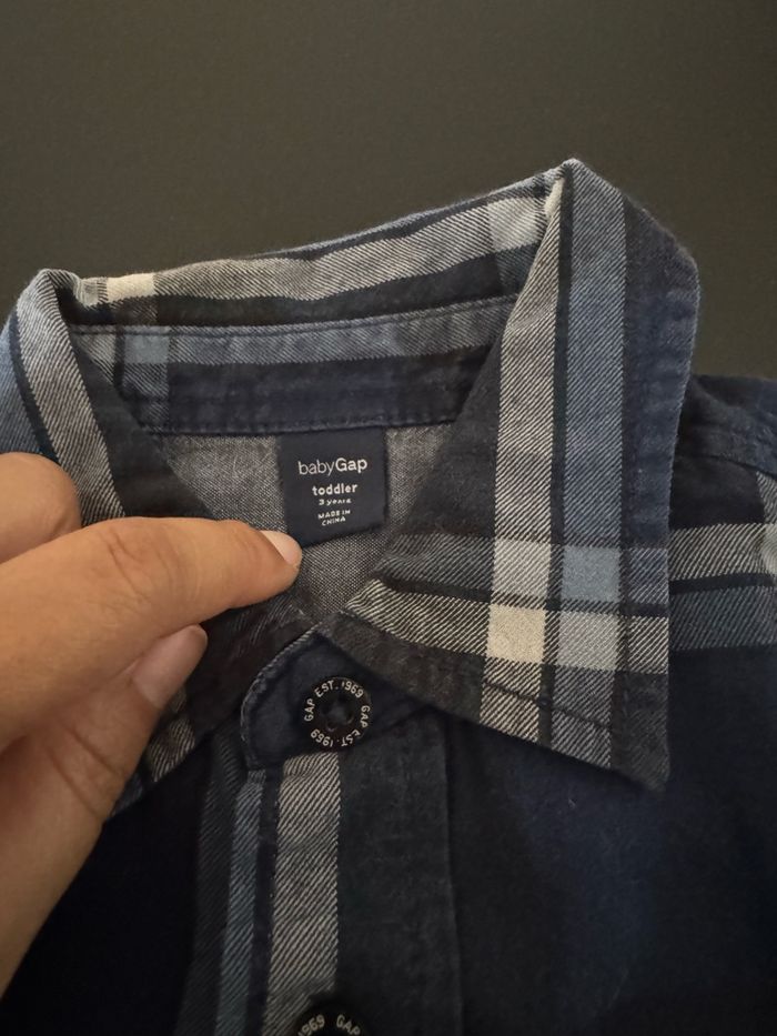 Chemise carreaux Gap marine 3 ans - photo numéro 3