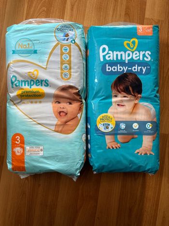 Couches Pampers taille 3 (6-10 kg) – 2 paquets neufs