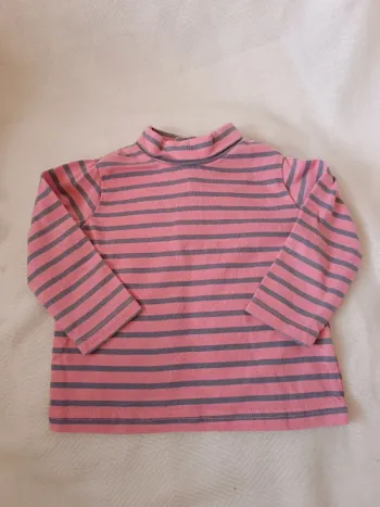 🎀 petit pull rose a rayures gris taille 6 mois 🎀