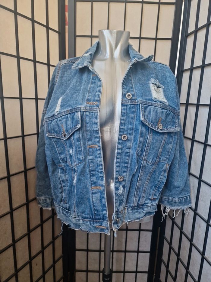 Veste jean effet destroy