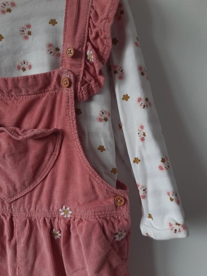 Ensemble Bébé fille 18 mois DPAM salopette velours et pull - photo numéro 4