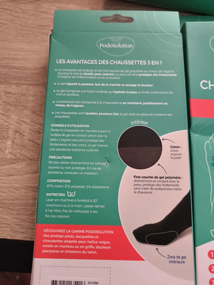 Lot de 3 paires de chaussettes 3 en 1 neuve podosolution - photo numéro 2