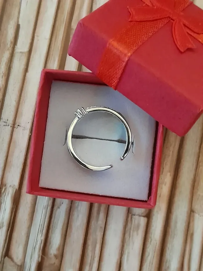 Belle et délicate bague, argent 925, taille réglable (54/56) - photo numéro 4
