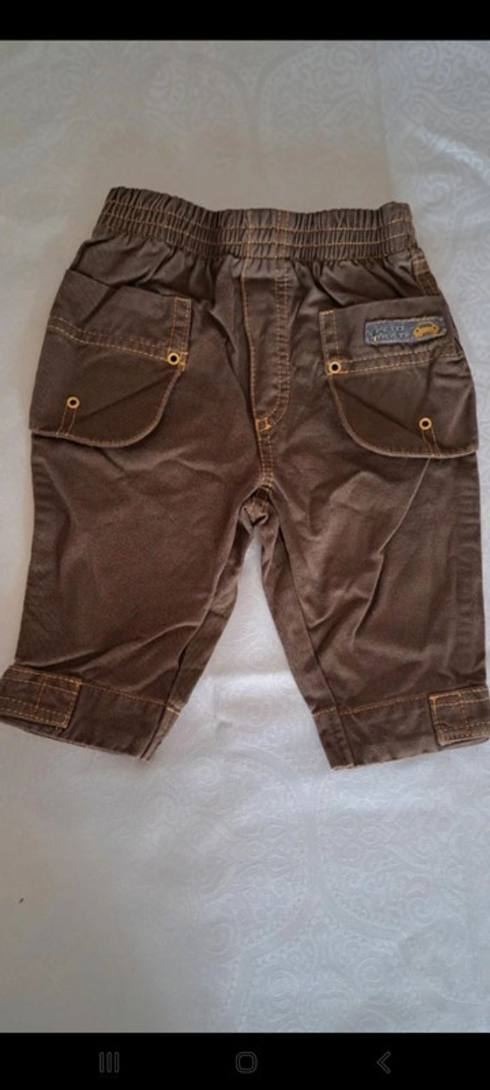 Joli pantalon marron et jaune 6 mois 100% coton