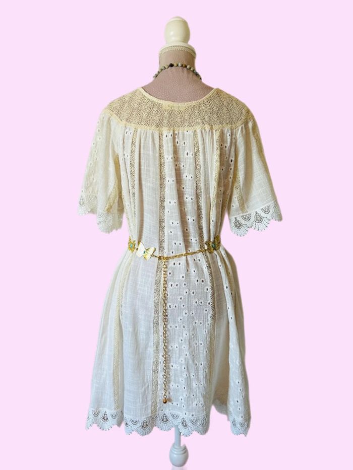 🌸🧚Robe en lin champêtre Bohochic Fairy Cottagecore Whimsical embroidered linen dress🧚🌸 - photo numéro 8