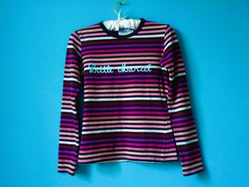 T-shirt fille Little Marcel 16 ans XS TBE rayé nuances rose violet