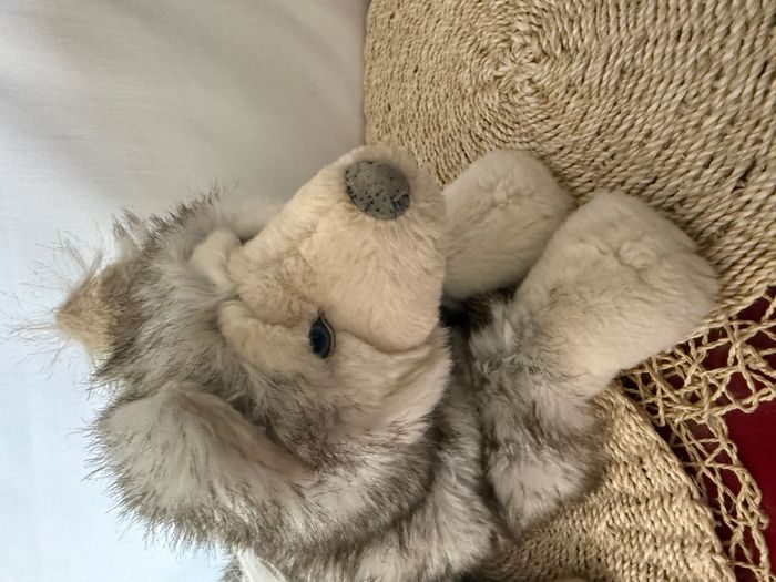 Peluche loup chiné marron gris beige - photo numéro 7