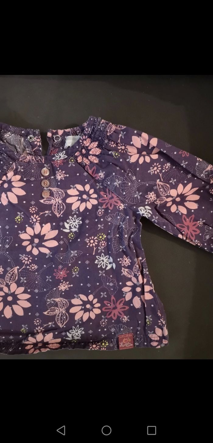 Lot 2 robes salopettes + 1 haut 12 mois - photo numéro 2