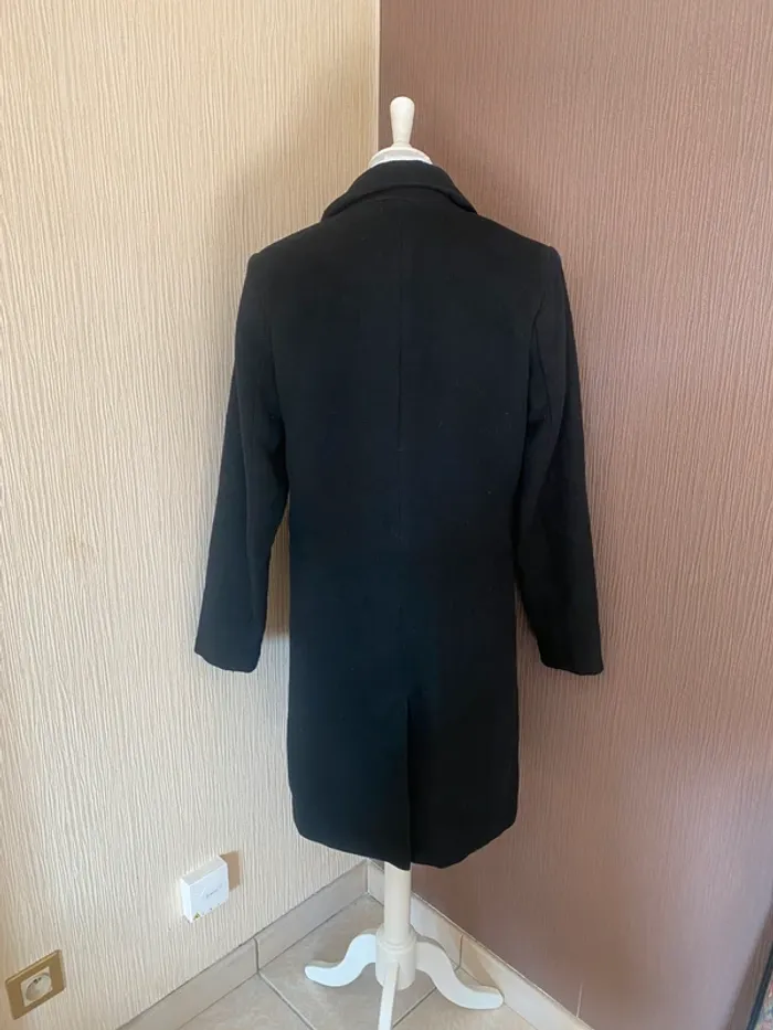 Manteau noir simple . Veste longue . Taille 36 -S - photo numéro 3