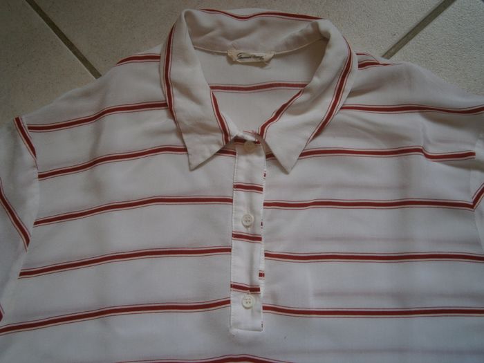 Chemisier MC blanc rayé rouge AMERICAN VINTAGE Taille 42 - photo numéro 4