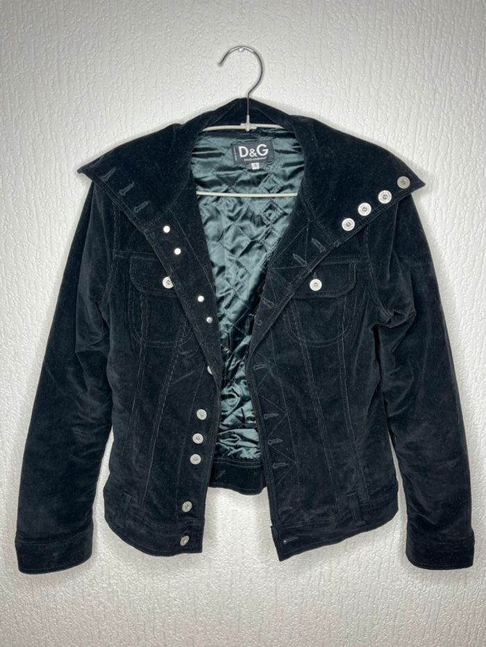 Veste matelassé velours côtelé noir vintage Dolce & Gabbana