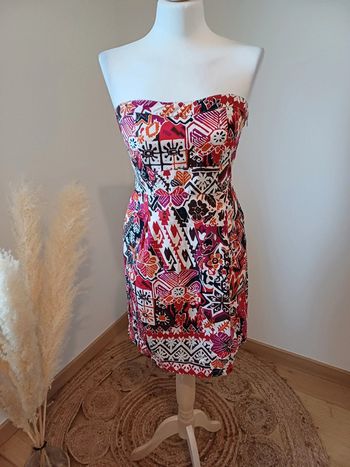Robe bustier colorée à motifs neuve Cache Cache taille S 36