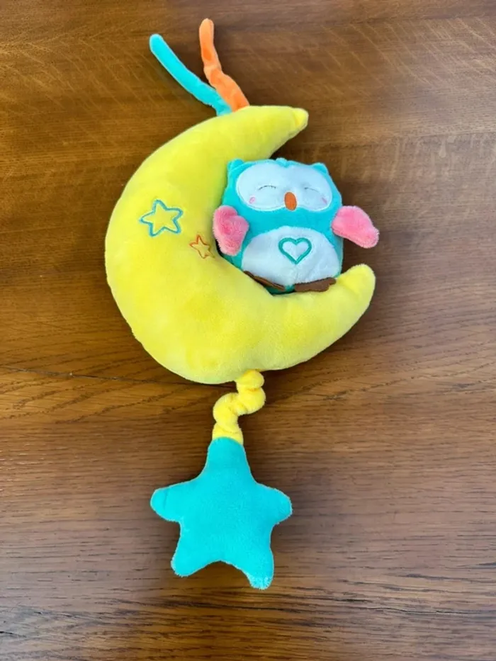 Peluche hiboux berceuse bébé jaune et bleu - photo numéro 5