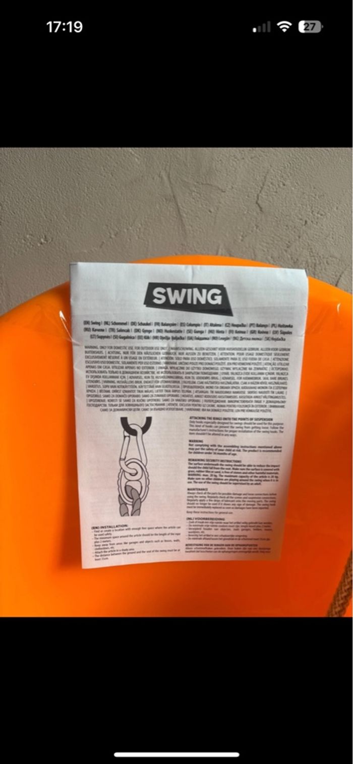 Balançoire bébé neuf avec étiquette  Orange et jaune - photo numéro 2