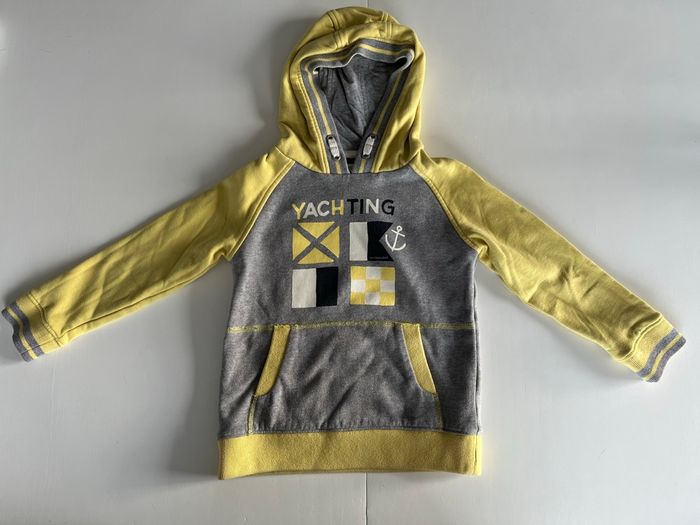 Sweat à capuche jaune/gris Yachting 4 ans