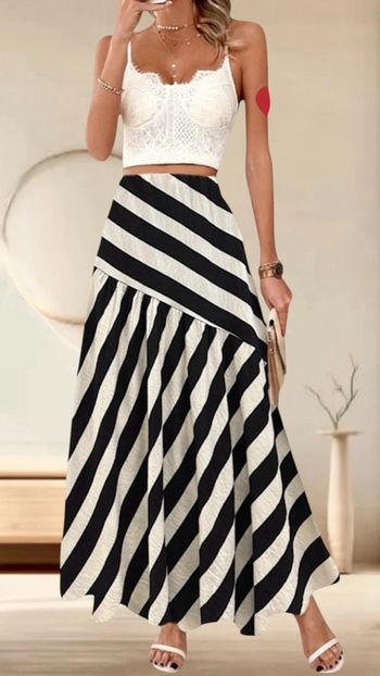 Sublime jupe longue noire et blanche