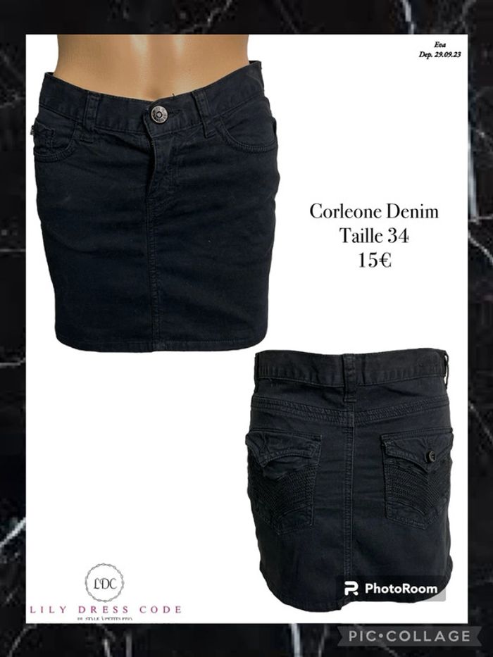 🖤 Jupe noire en jean Corleone Denim – Taille 34 SOLDÉ -50% 🖤