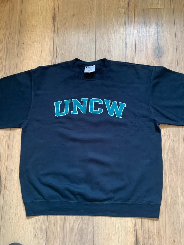 Sweat Champion UNCW bleu marine style Universitaire Taille L - photo numéro 5