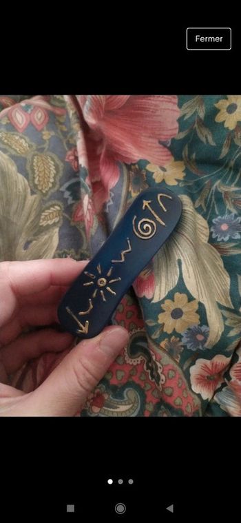 Pince clip vintage bleu et doré