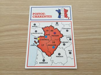 Carte région Poitou-Charentes pièce détachée jeu de société Richesses de France édition Nathan #A42
