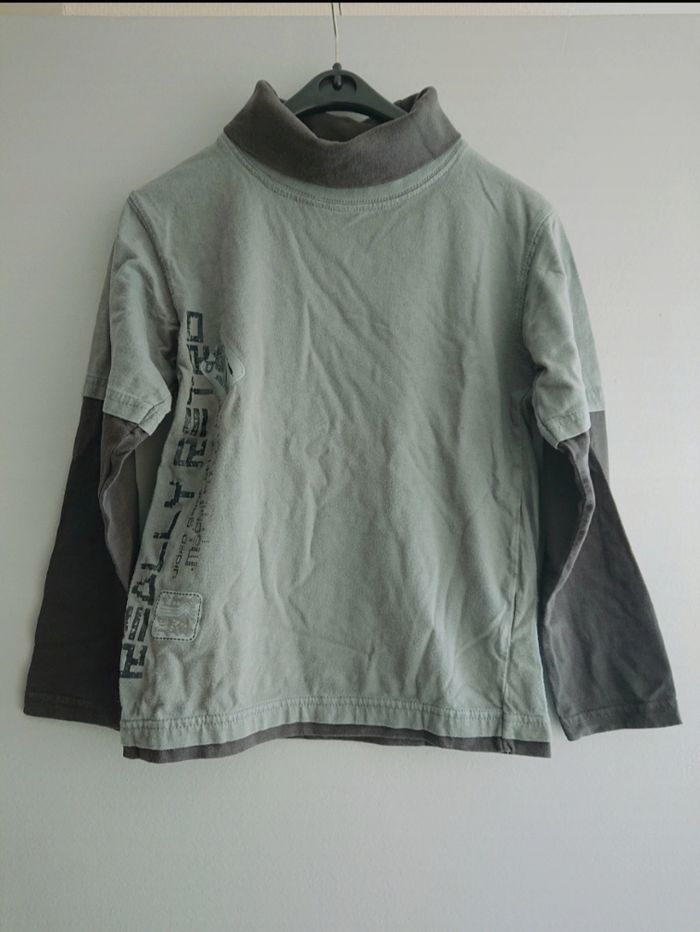 T-shirt kaki ml col roulé In Extenso 8 ans garçon