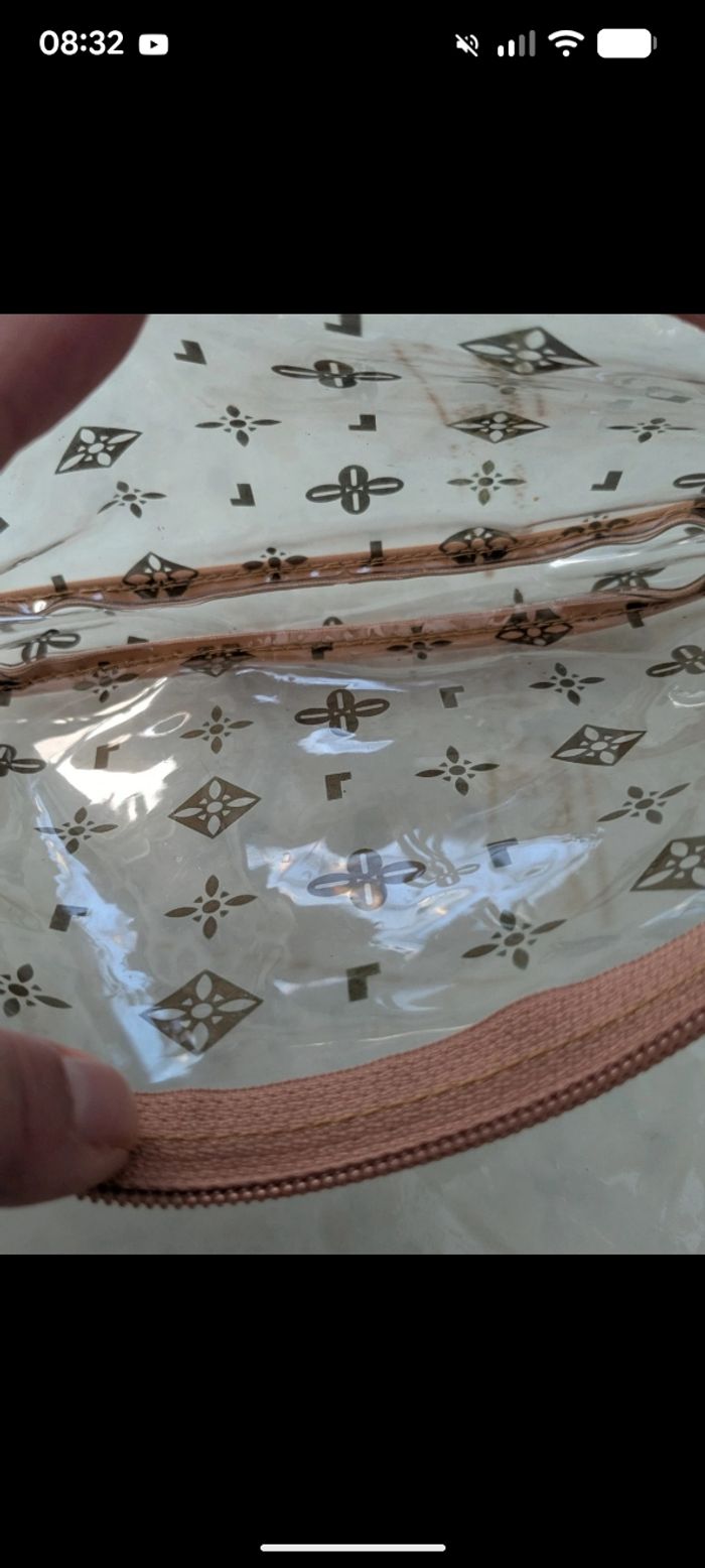 Magnifique sac vintage transparent imprimé beige-camel. - photo numéro 6