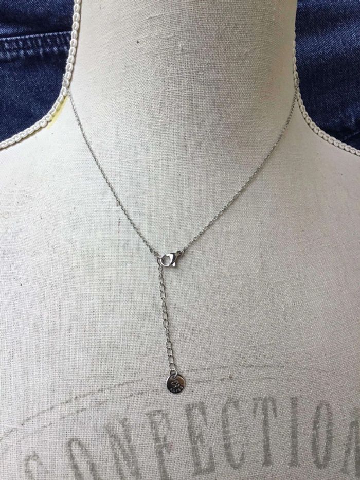 Collier réglable acier inoxydable argent liens croisés cristaux - photo numéro 3