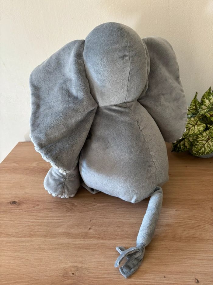Doudou peluche éléphant gris rond blanc vaco 43 cm - photo numéro 3
