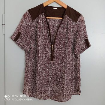 Blouse marron à motifs t42/44
