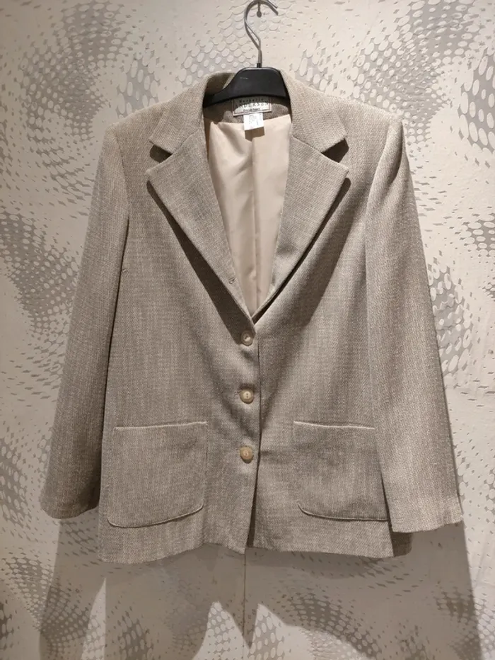 Blazer beige vintage Nathalie Andersen Damart Taille 44 Fabriqué en France
