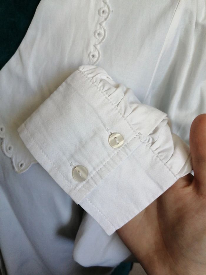 Chemise blanche manches longues grand col brodé / pimkie / (S) - photo numéro 5