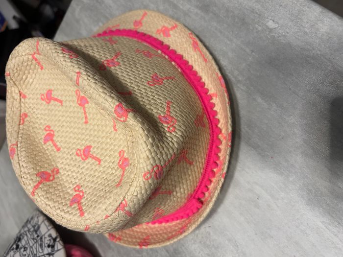 chapeau fille taille 54 tissaia rose avec des flamants roses - photo numéro 2