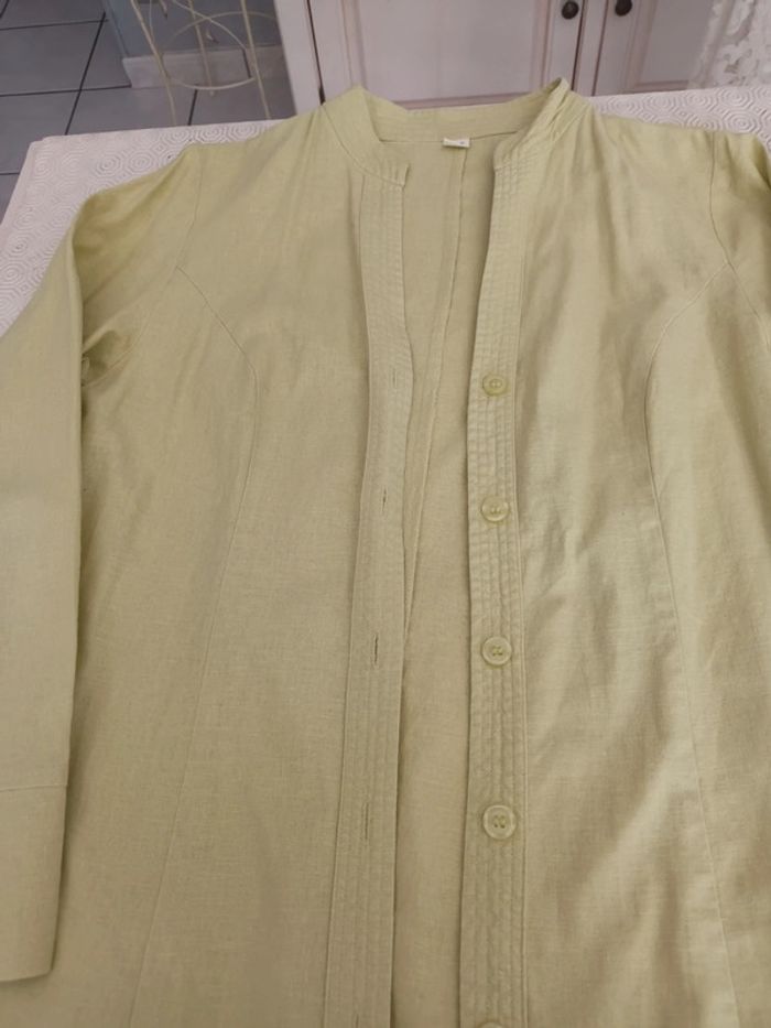 Veste longue T 38/40 vert anis - photo numéro 2