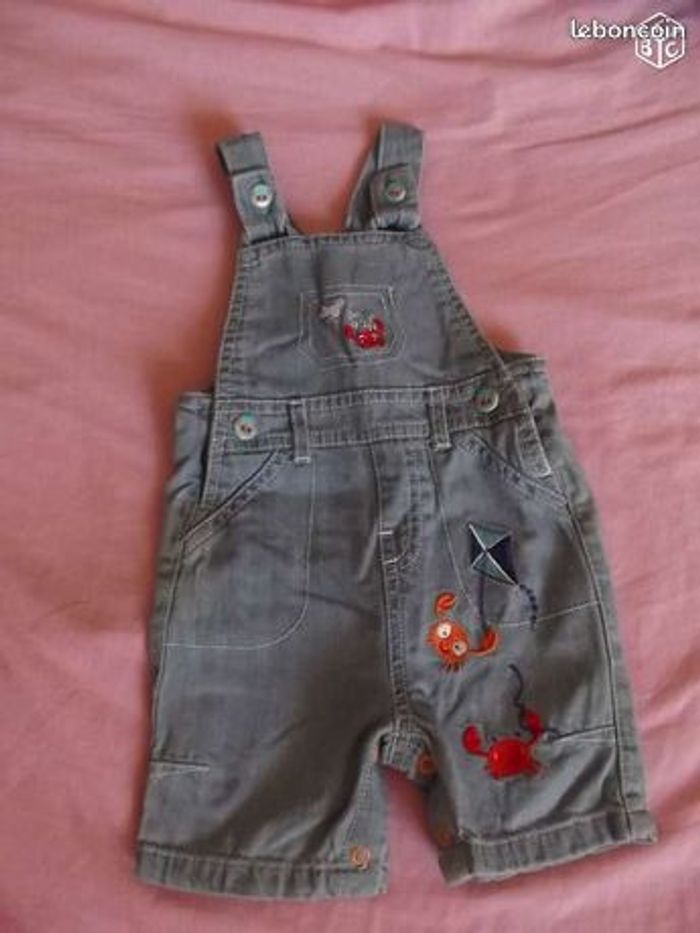 Salopette en jean printemps-été Mixte, T. 6 MOIS