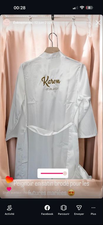 Peignoir en satin personnalisé brodé