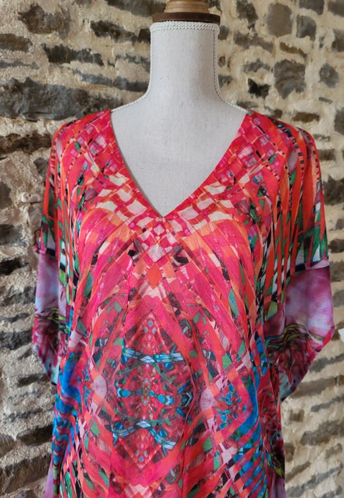 Tunique de plage style poncho sans manches rose fushia H&M Taille 34/36 - photo numéro 2