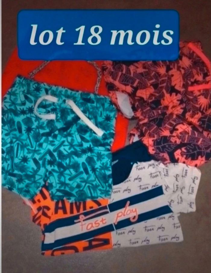 Lot 3 shorts, 1 tee-shirt 18 mois ,neuf/tbe - photo numéro 2