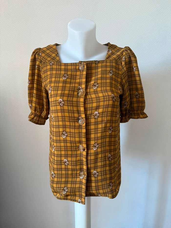 Blouse moutarde à carreaux en très bon état taille S mixxo