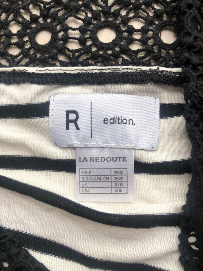 Marinière dentelle la redoute taille 38 rayée noire/crème - photo numéro 4