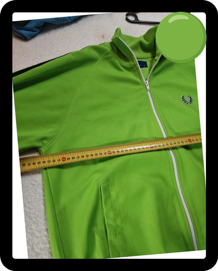 Veste de Survêtement Fred Perry Iconique - Vert Anis / Noir - Taille M - État Impeccable - photo numéro 6