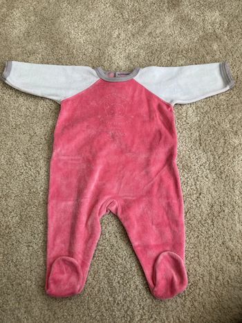 Pyjama en velours rose et blanc fille - petit bateau - 3 mois