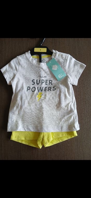 Ensemble tee-shirt short garçon tex baby 60 cm 3 mois