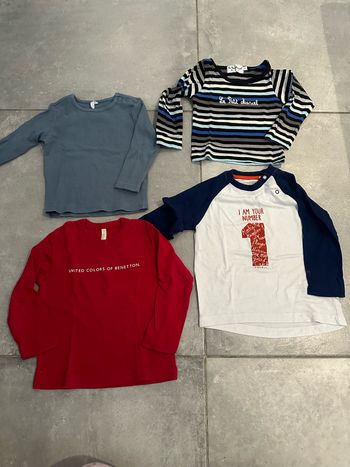 Lot 4 tee shirts 24 mois manches longues Little marcel Benetton esprit