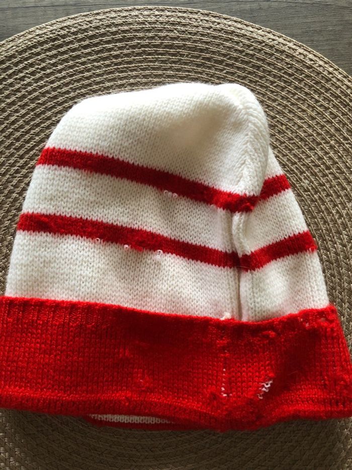 Bonnet enfant rouge et blanc - photo numéro 2