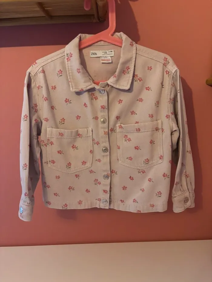 Chemise en jeans rose fleurs ZARA 4-5Y/110cm