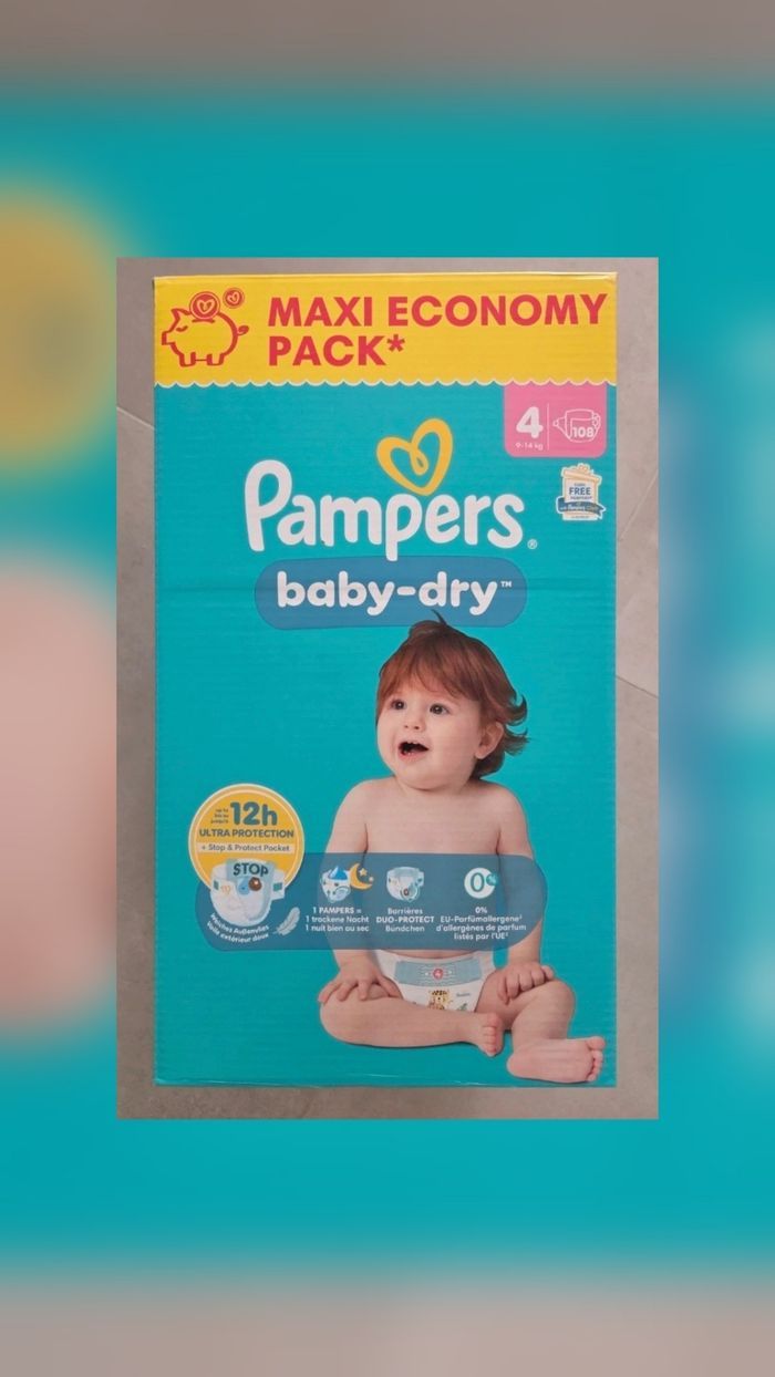 2 cartons de 108 couches PAMPERS Taille 4 - photo numéro 2