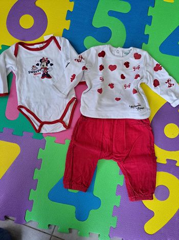 Ensemble Minnie Pull + body ML + Pantalon velours 6m